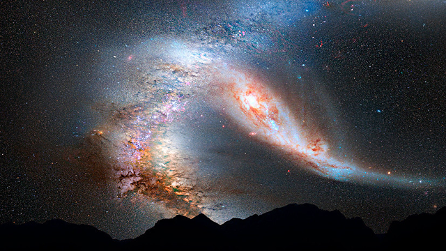 Вид на галактику Перья Феникса с одной из планет Конфедерации Айкати.